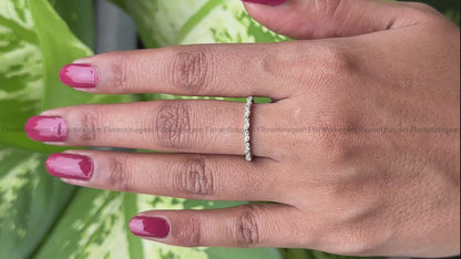 Full Eternity 0.52 TCW Marquise & Round Moissanite Band – 14K White Gold Stackable Wedding Ring